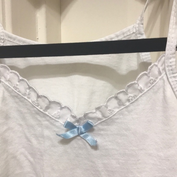 White kids Tanktop with light blue bow - Picture 2 of 2